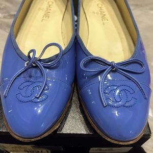 Chanel flats 39.5 cobalt blue